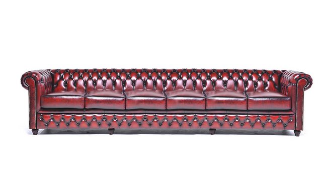 Xlmoebel Sofa Neu Chesterfield 6-Sitzer Sofa in Bordeauxfarbenem Leder und, günstig online kaufen