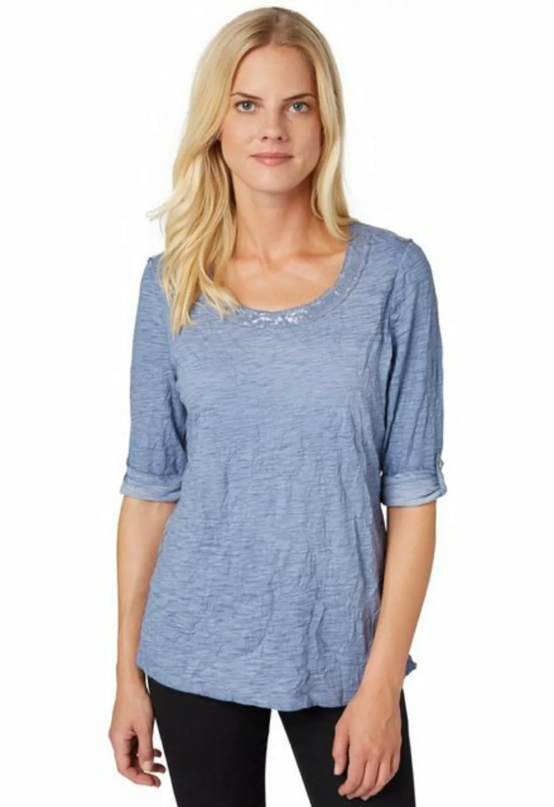 BONITA T-Shirt santorin Blue Pailletten-Details, Crinkle-Optik günstig online kaufen