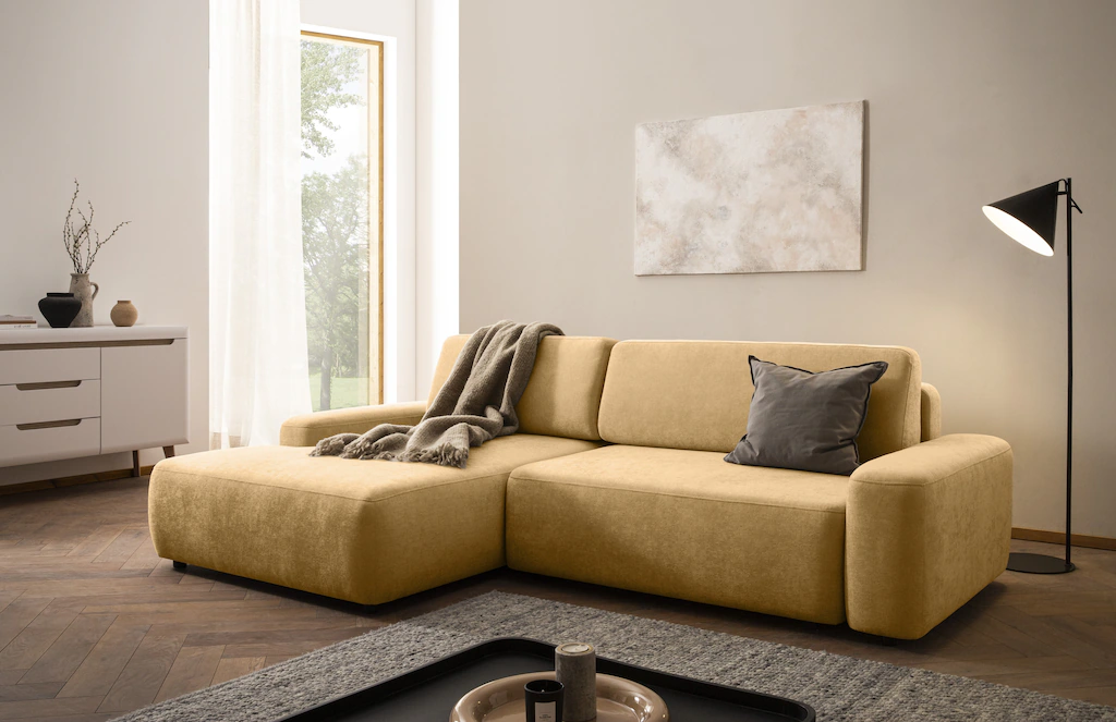 INOSIGN Ecksofa "TORGE (264cm), Schlafsofa in Cord, Samtvelours o Struktur günstig online kaufen