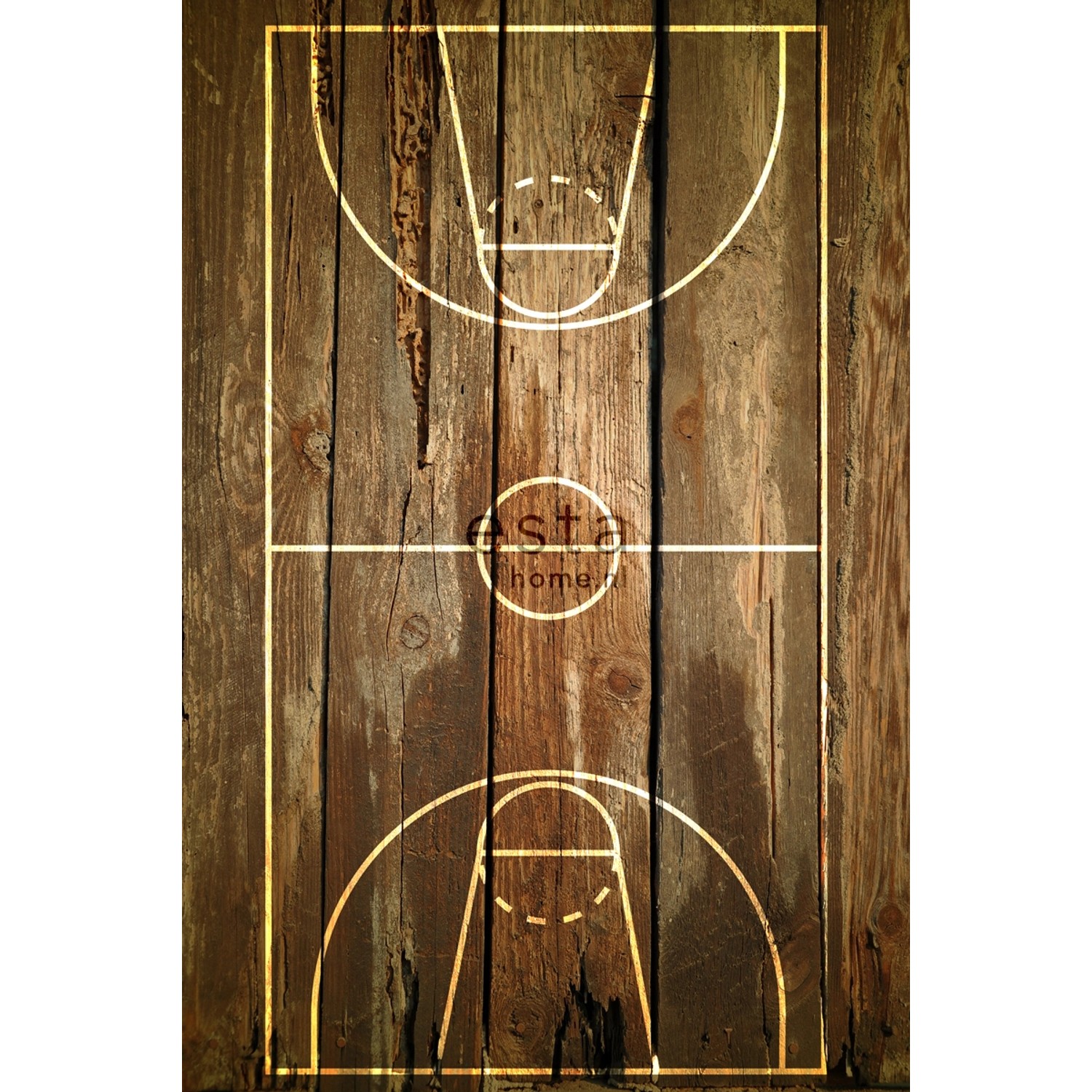 ESTAhome Fototapete Basketballfeld Braun 186 cm x 2,79 m 158802 günstig online kaufen