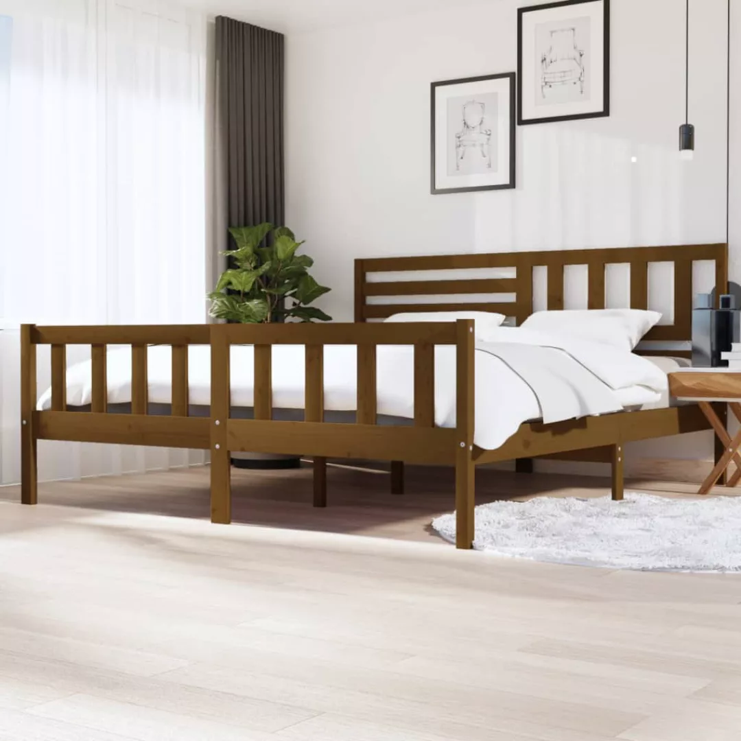 vidaXL Bettgestell Massivholzbett Honigbraun 200x200 cm Doppelbett Bett Bet günstig online kaufen