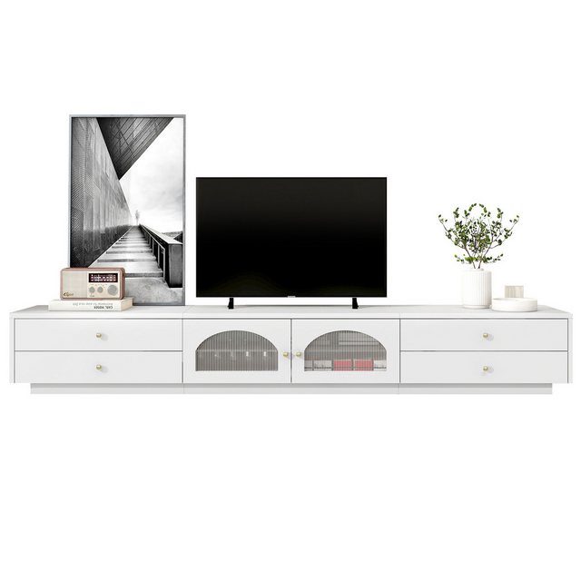 Yorbay TV-Schrank 220x40x33cm(BxTxH) Groß Weiß für 90-Zoll Fernsehen TV boa günstig online kaufen