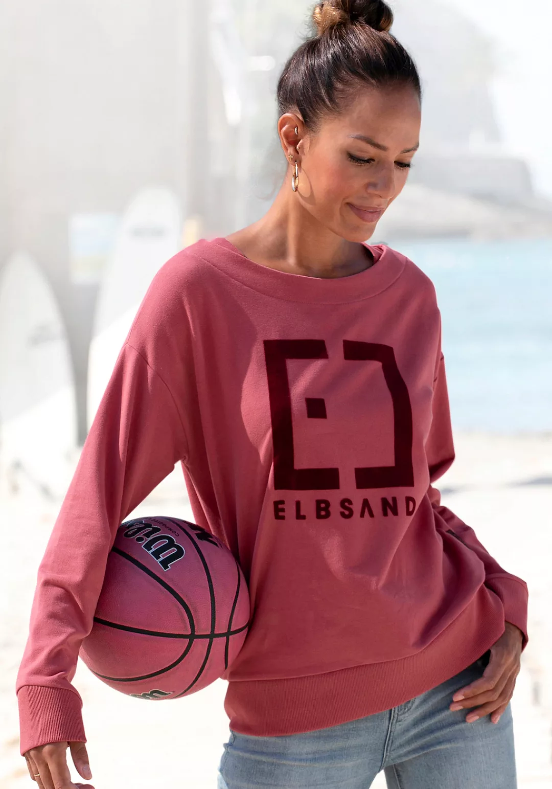 Elbsand Sweatshirt Finnia mit Flockprint vorne günstig online kaufen