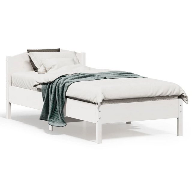 vidaXL Bettgestell Massivholzbett mit Kopfteil Weiß 90x190 cm Kiefer Bett B günstig online kaufen