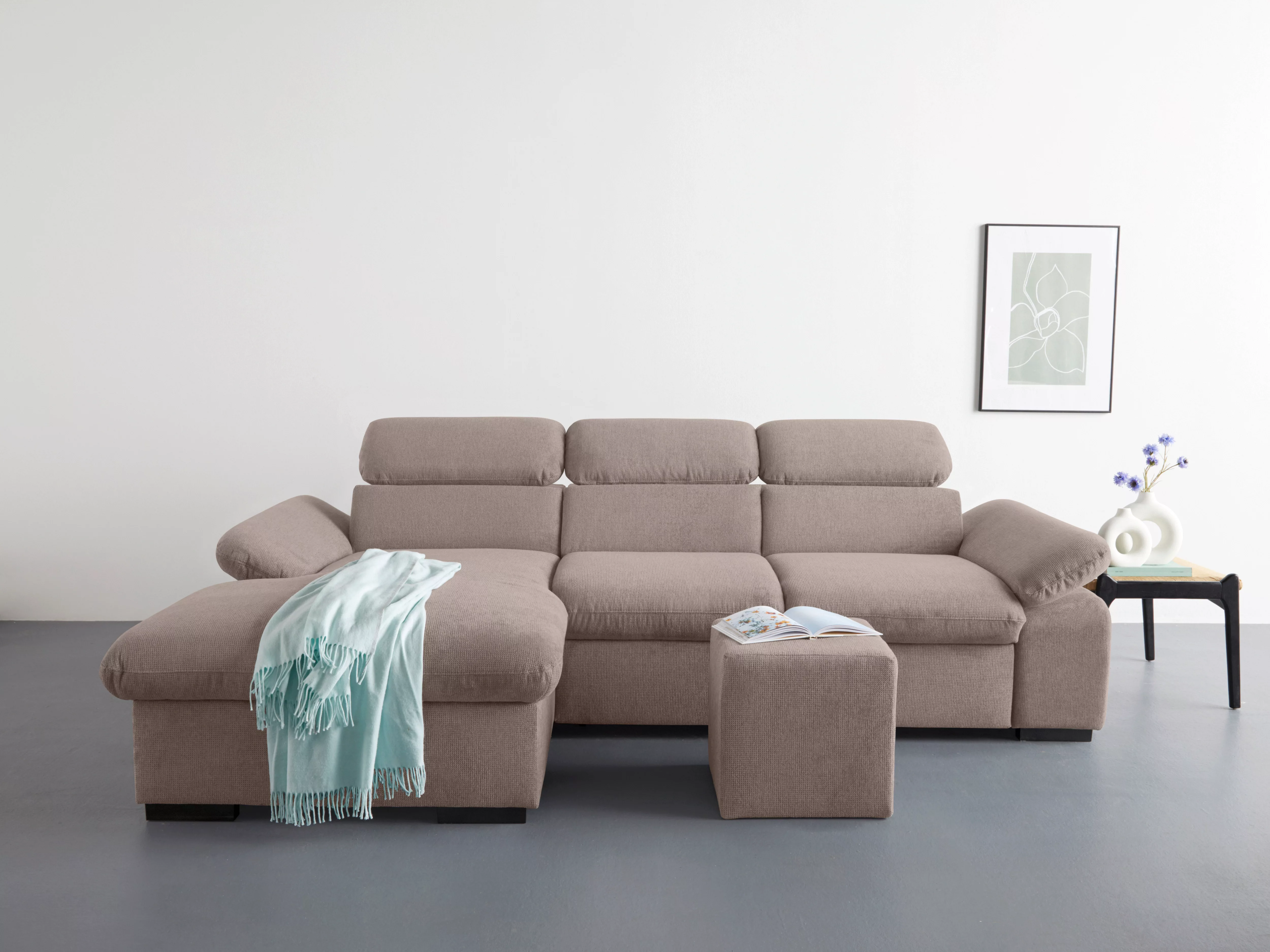 COTTA Ecksofa "Lola L-Form", (Set, mit Hocker), mit Hocker & Kopfteilfunkti günstig online kaufen