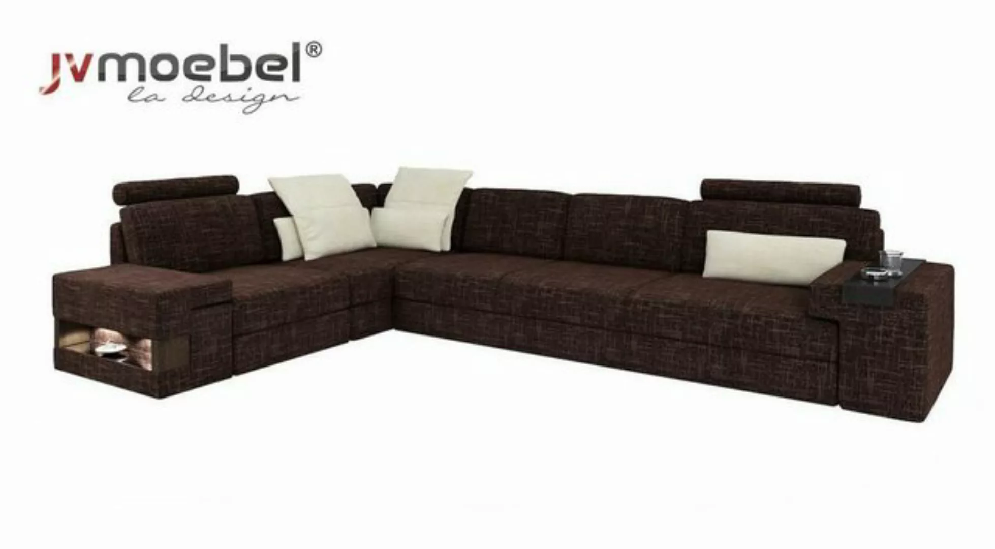 JVmoebel Ecksofa, Wohnzimmer Braun Möbel Textil Sofas Ecksofa L Form Couch günstig online kaufen