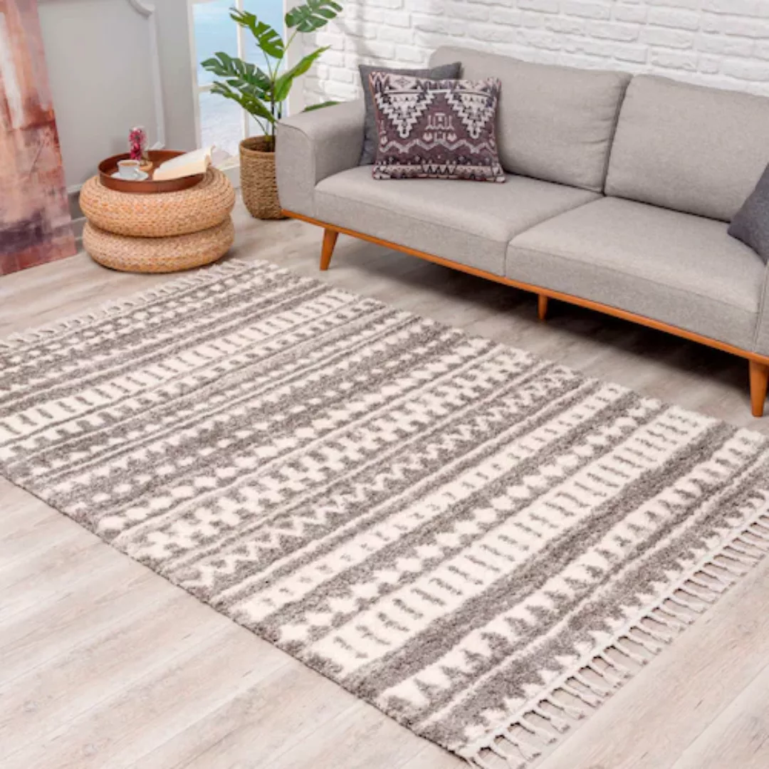 carpet city® Hochflor Teppich Pulpy 542 grau Gr. 80 x 200 günstig online kaufen