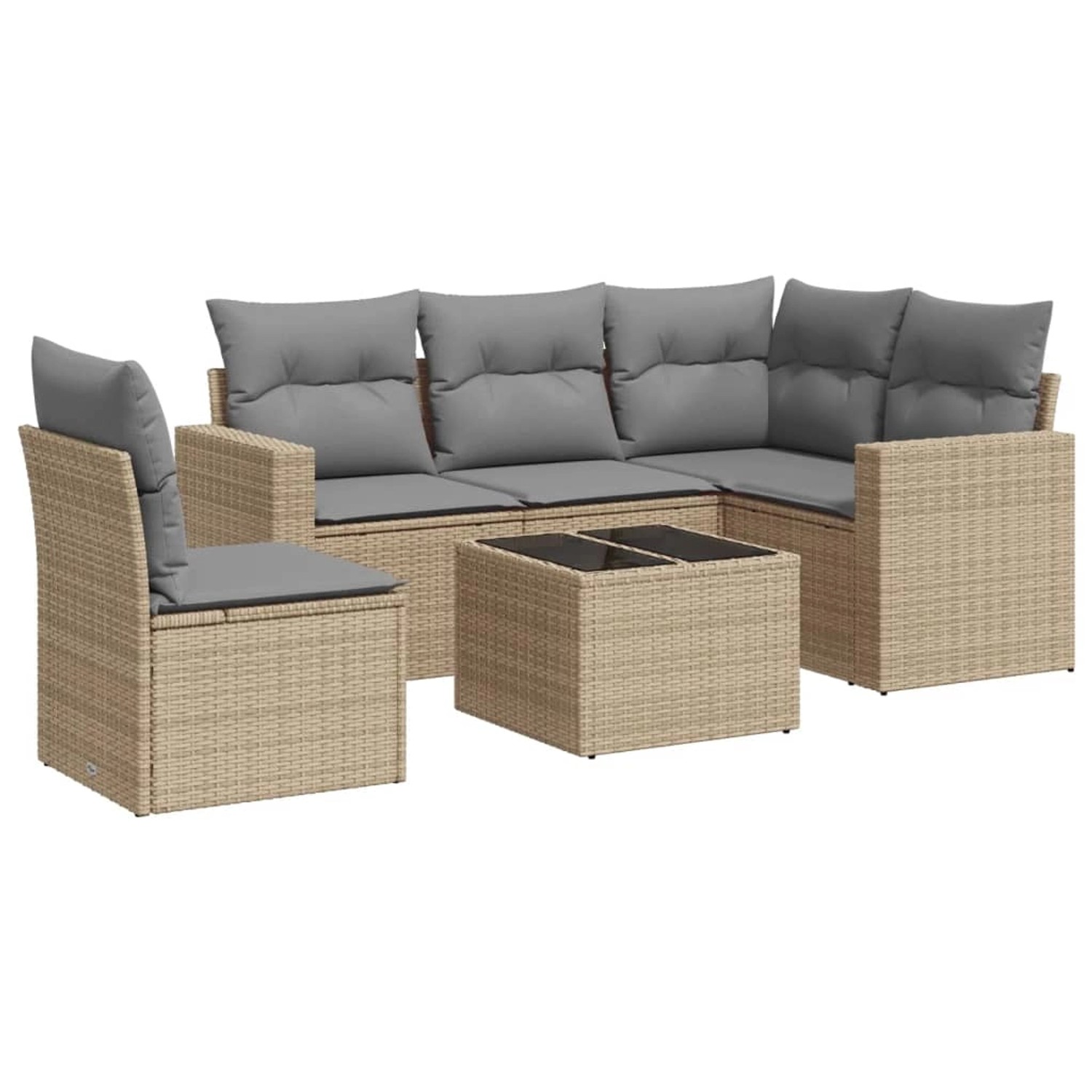 vidaXL 6-Tlg Garten-Sofagarnitur mit Kissen Beige Poly Rattan 3218969 günstig online kaufen