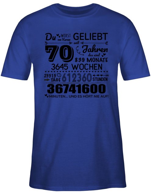 Shirtracer T-Shirt 70 Jahre - Du wirst von Herzen geliebt, 70. Geburtstag, günstig online kaufen