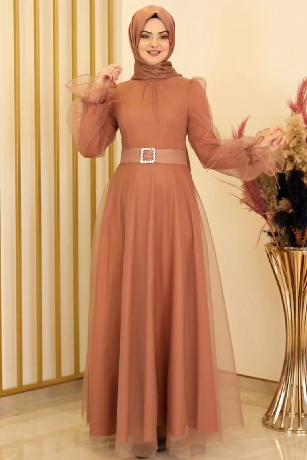 Modavitrini Abendkleid Damen Kleid langärmliges Maxikleid Abiye Abaya Hijab günstig online kaufen