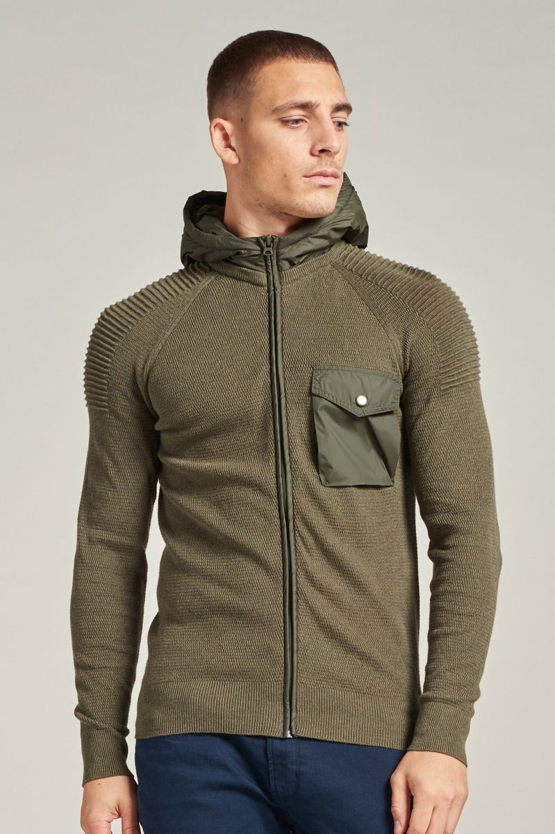 Dstrezzed Cardigan Hooded Dunkelgrün - Größe XL günstig online kaufen