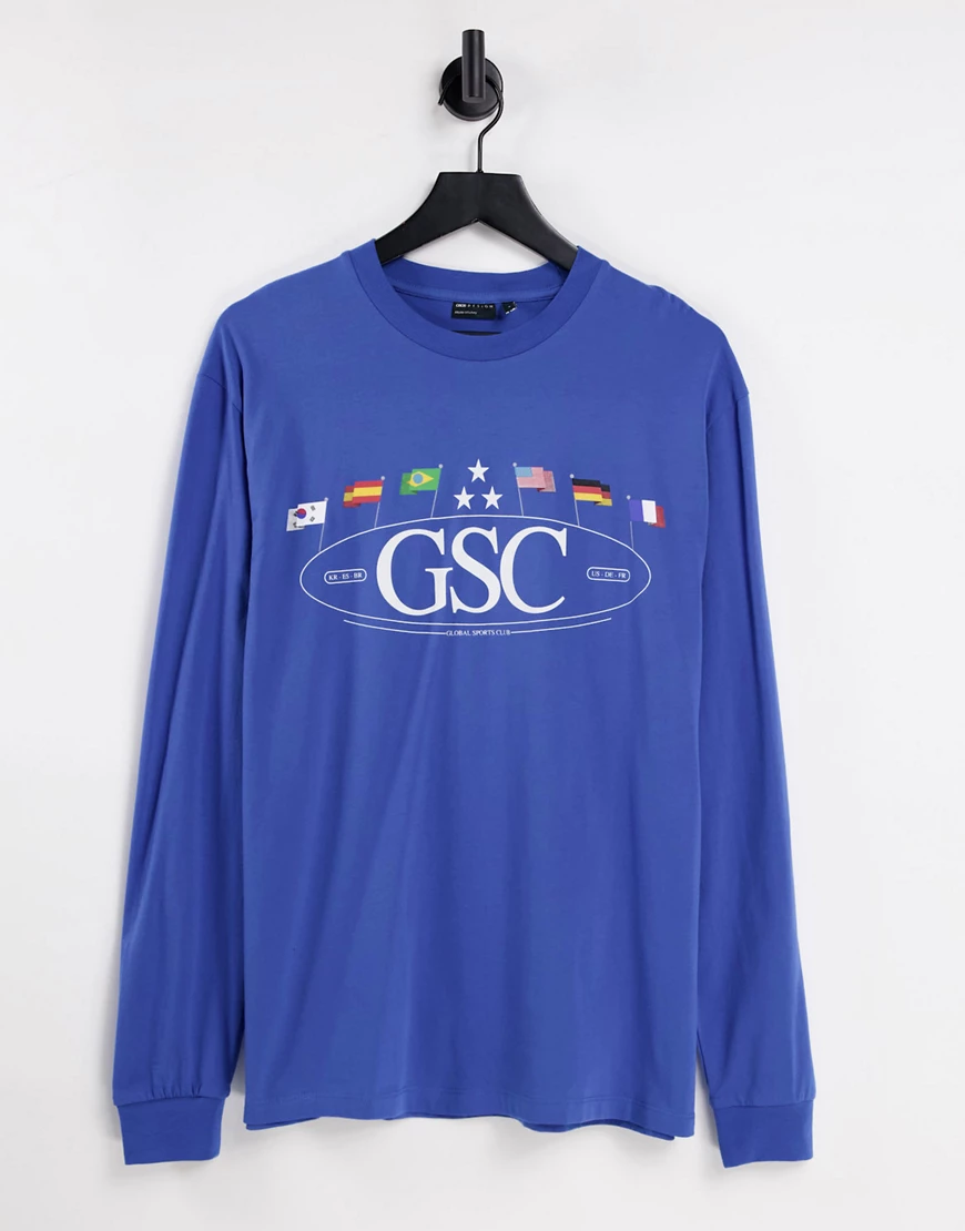 ASOS DESIGN – Langärmliges Shirt in Blau mit legerem Schnitt sowie City- un günstig online kaufen