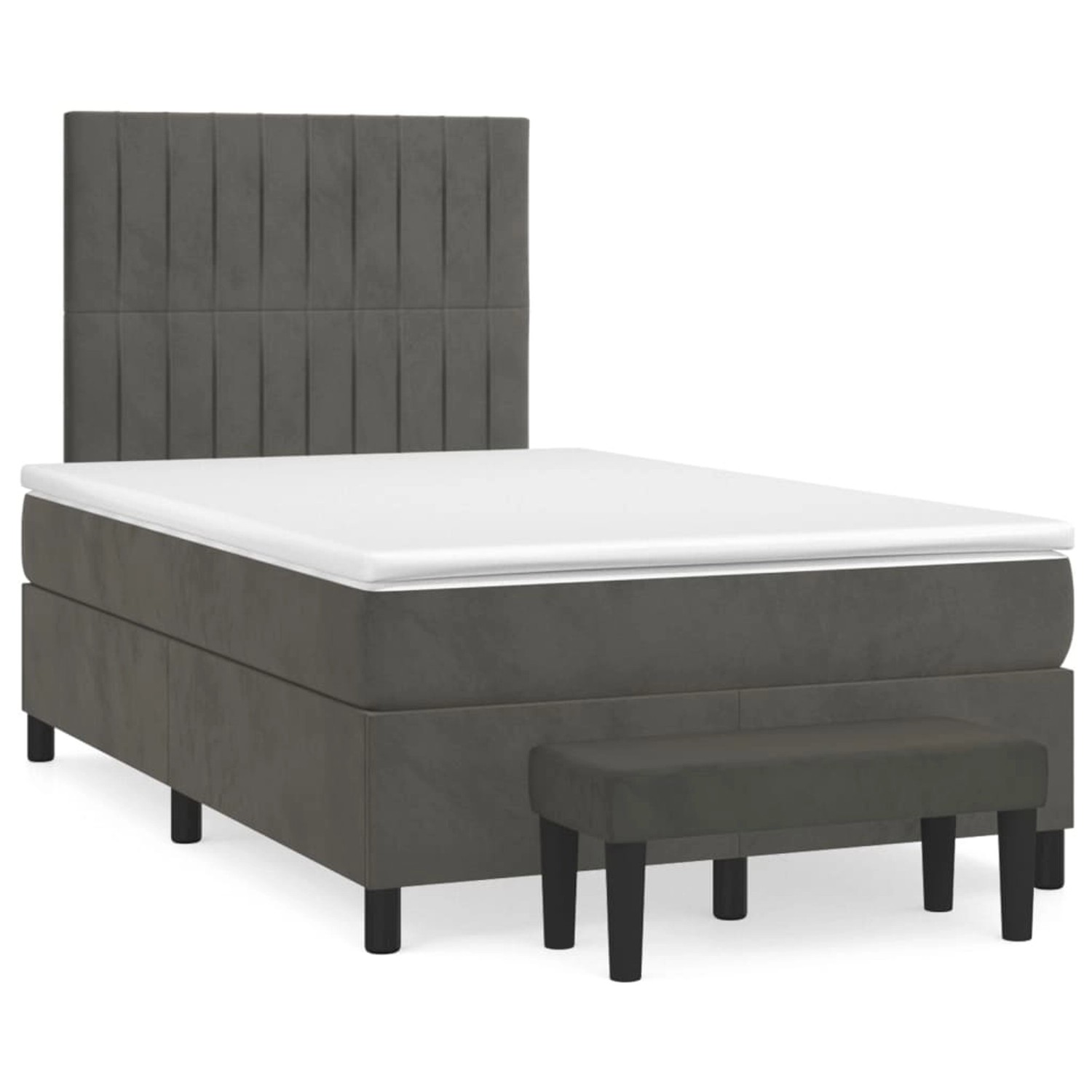 vidaXL Boxspringbett mit Matratze Dunkelgrau 120x200 cm Samt1466478 günstig online kaufen