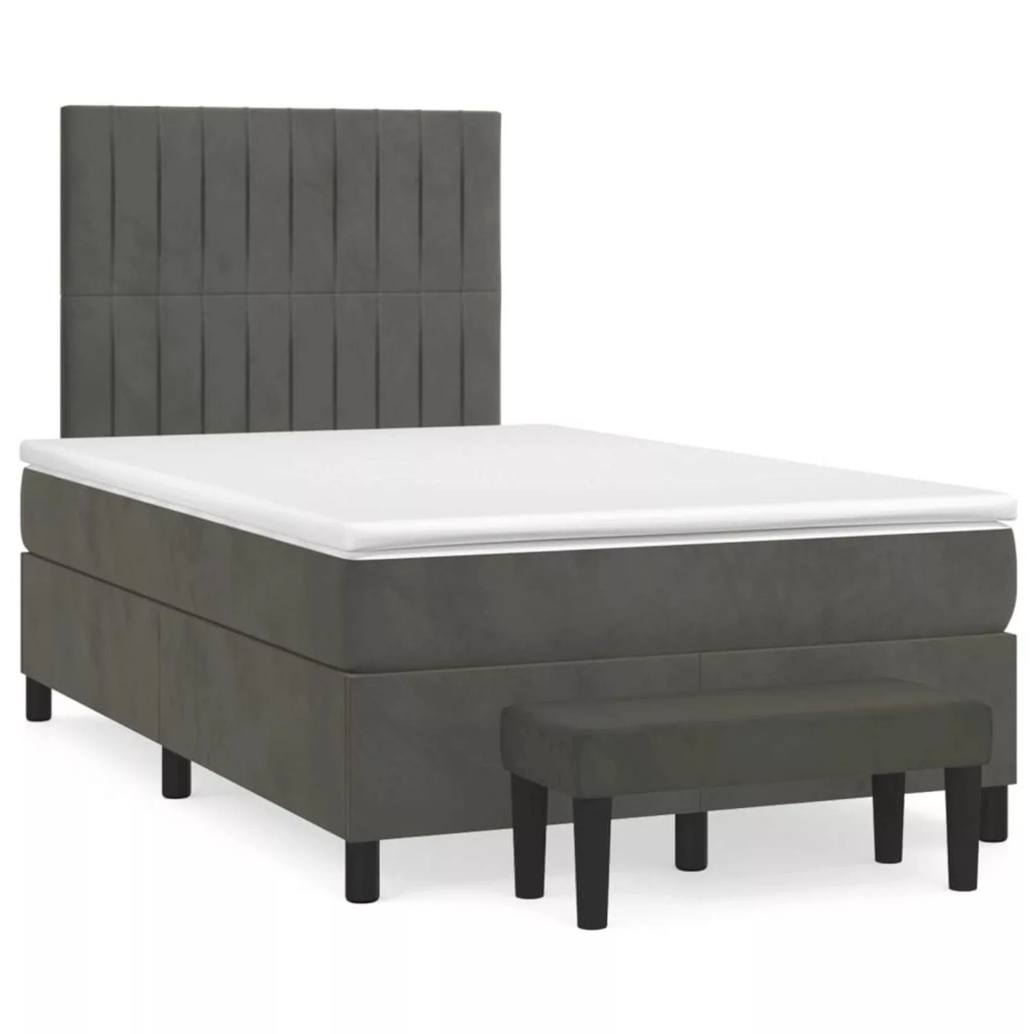 vidaXL Boxspringbett mit Matratze Dunkelgrau 120x200 cm Samt1466478 günstig online kaufen