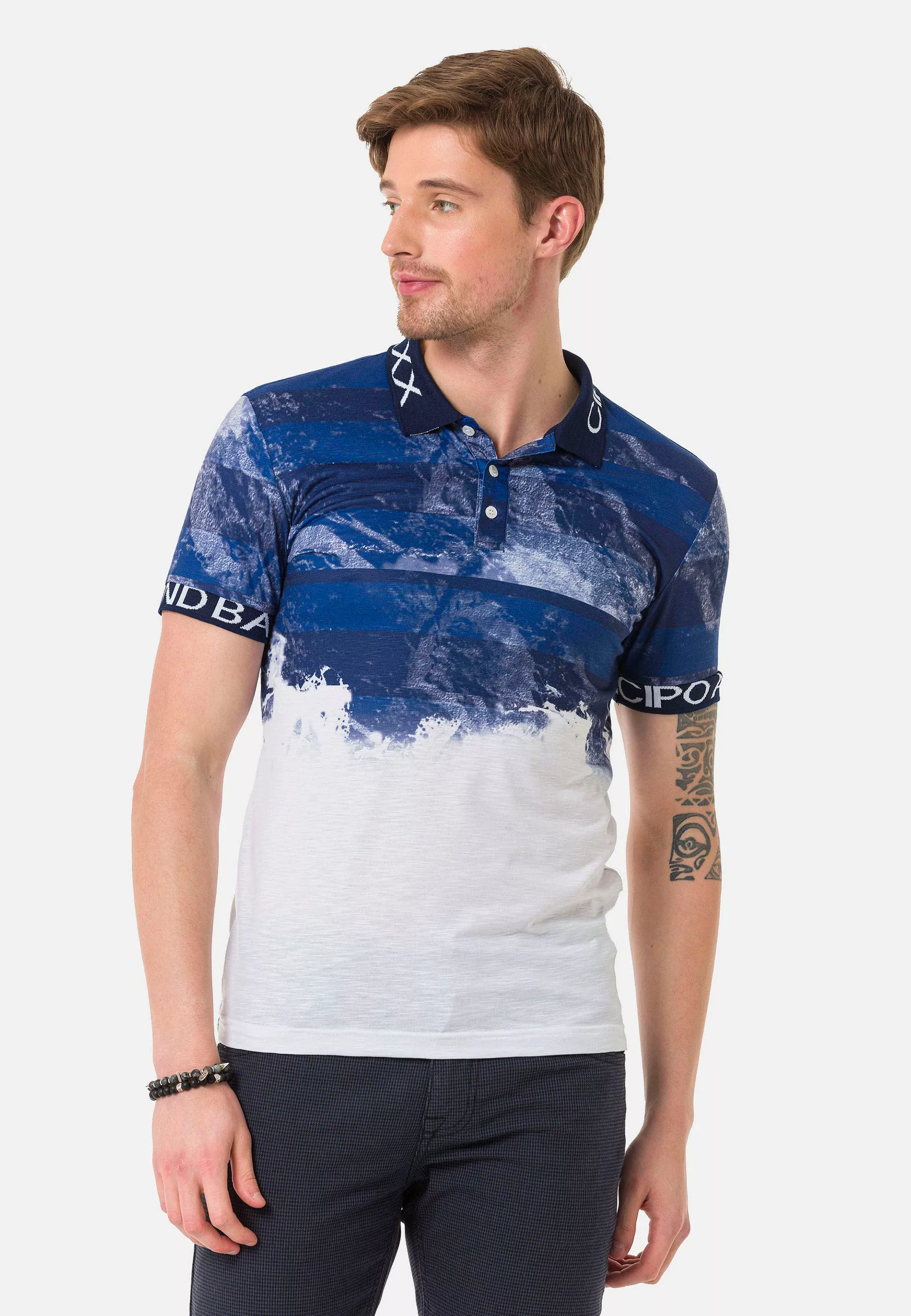 Cipo & Baxx Poloshirt, in zweifarbigem Muster günstig online kaufen