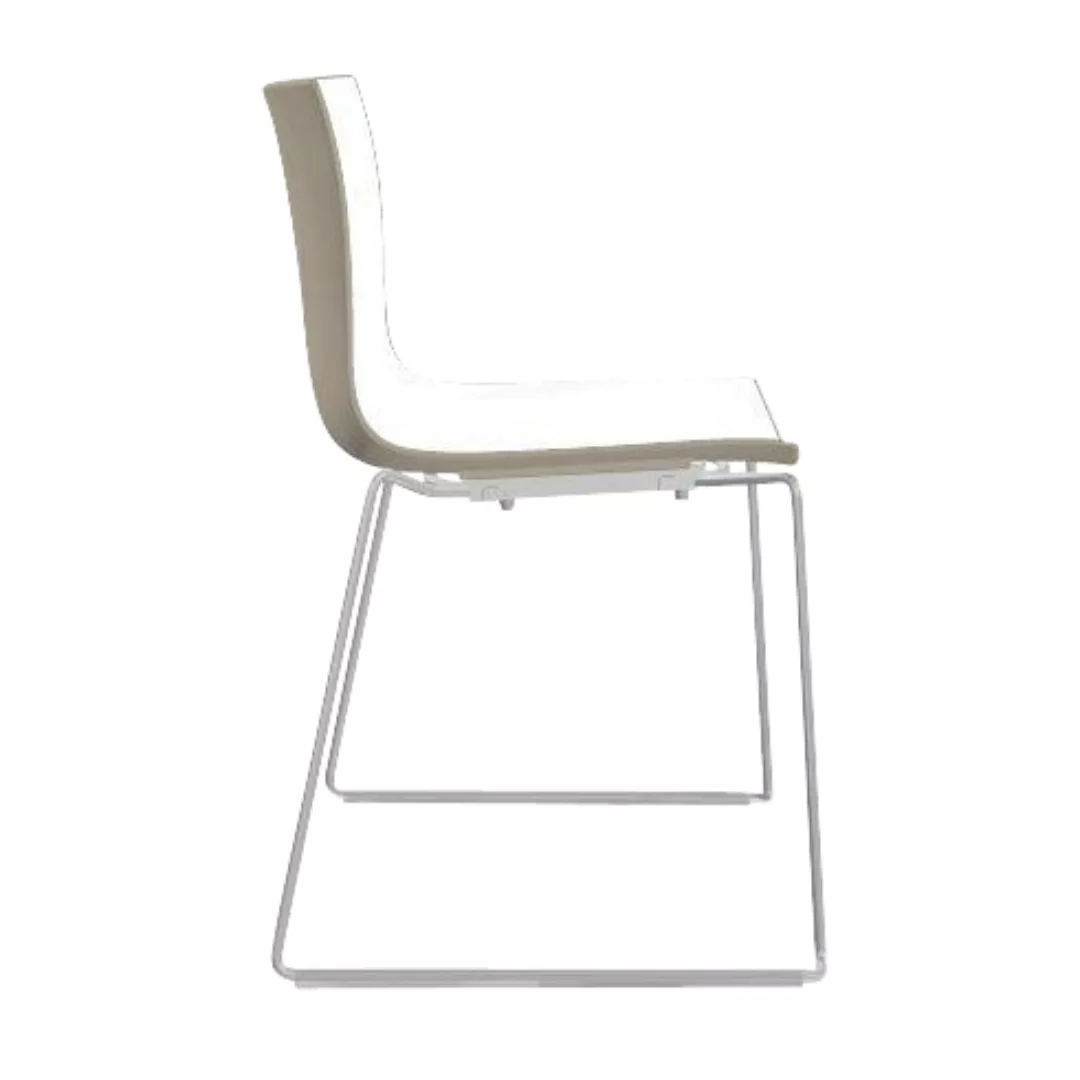 Arper - Catifa 46 0278 Stuhl zweifarbig Kufe Chrom - weiß/taubengrau/Außens günstig online kaufen
