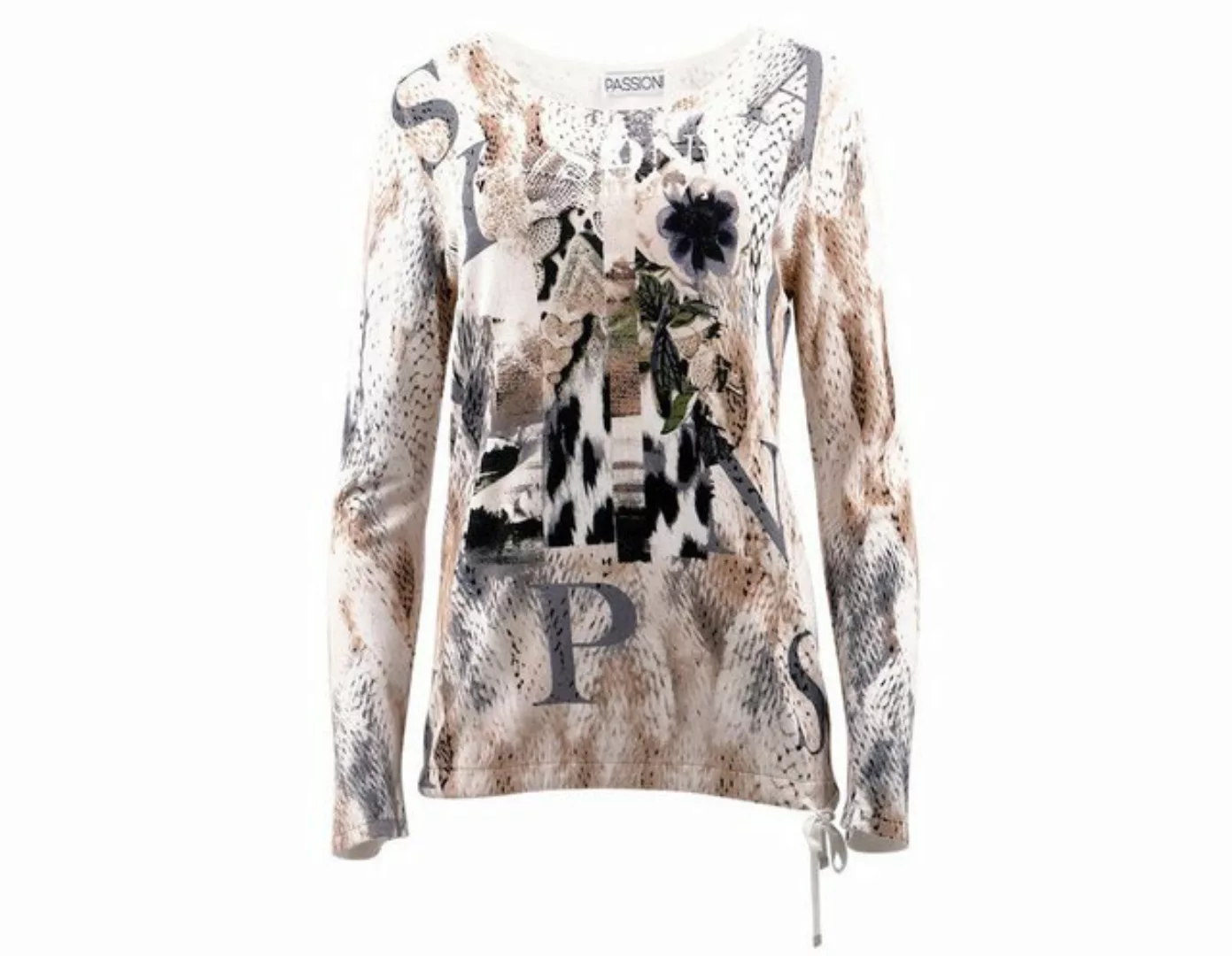 Passioni Strickpullover Pullover mit Placement-Print günstig online kaufen
