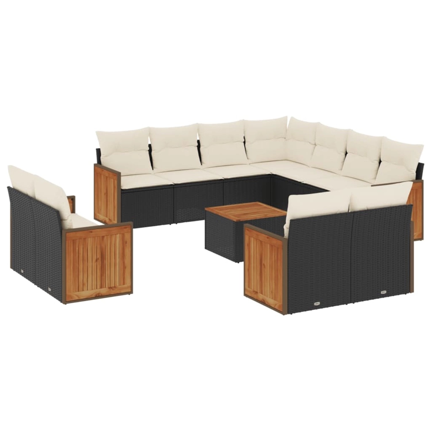 vidaXL 12-Tlg Garten-Sofagarnitur mit Kissen Schwarz Poly Rattan 3260586 günstig online kaufen