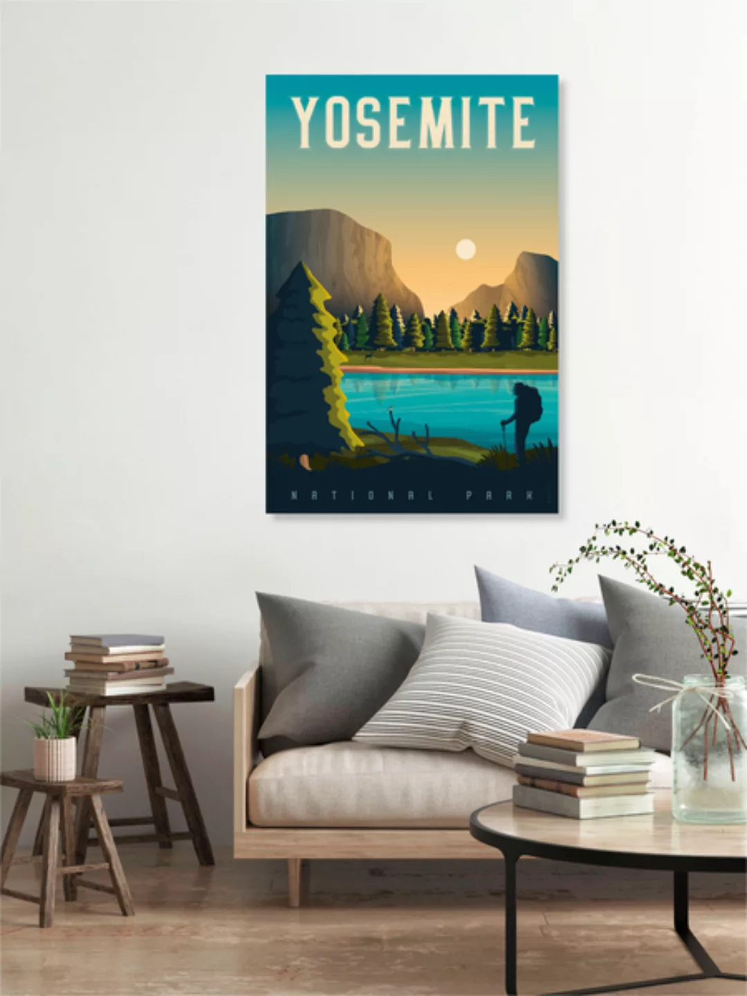 Poster / Leinwandbild - Yosemite Vintage Travel Wandbild günstig online kaufen