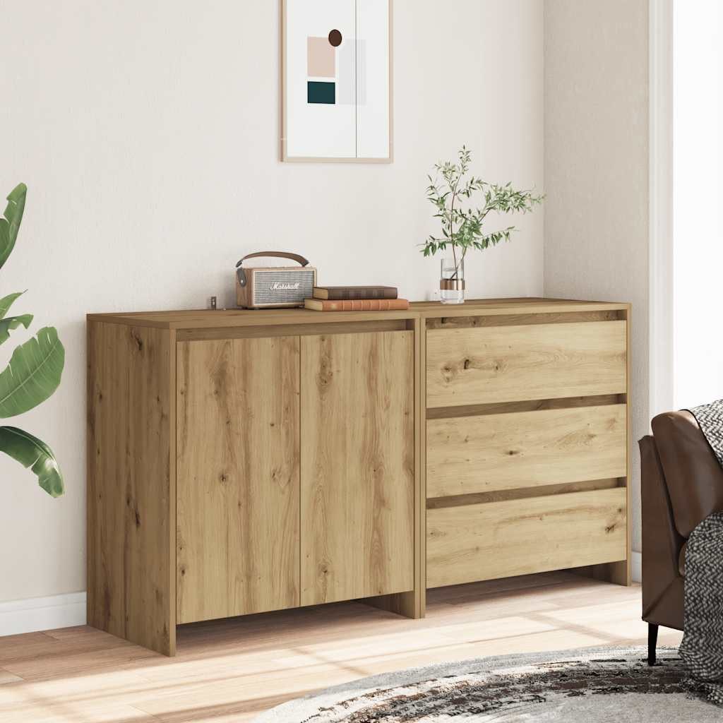 vidaXL Sideboard 2-tlg. Sideboard Artisan-Eiche Holzwerkstoff günstig online kaufen