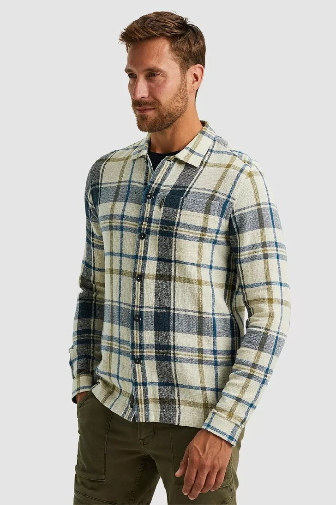 PME Legend Overshirt Kariert Ecru - Größe 3XL günstig online kaufen