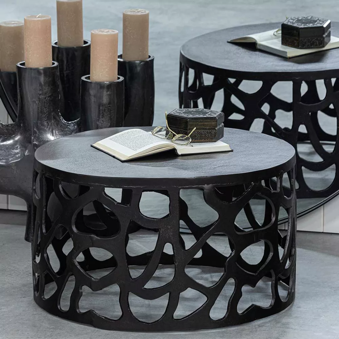 Runder Wohnzimmer Tisch in modernem Design Aluminium günstig online kaufen