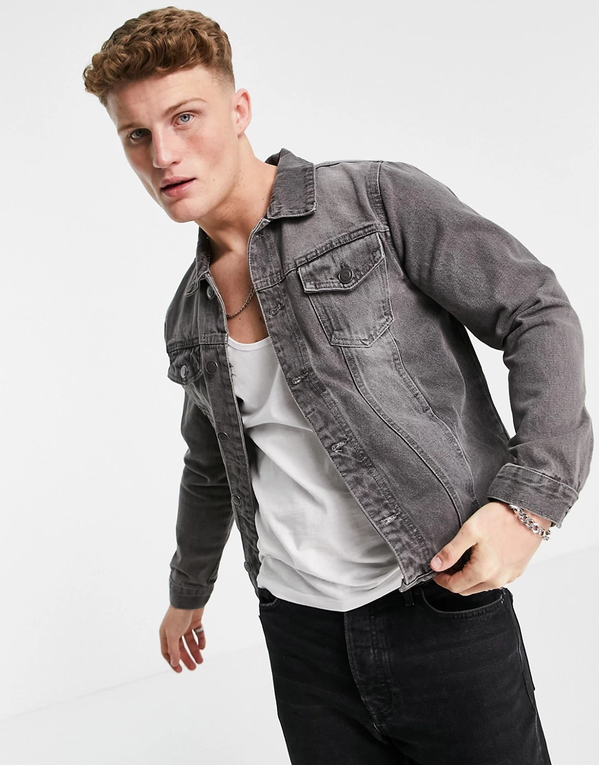 Brave Soul – Schmal geschnittene Jeansjacke in Grau günstig online kaufen