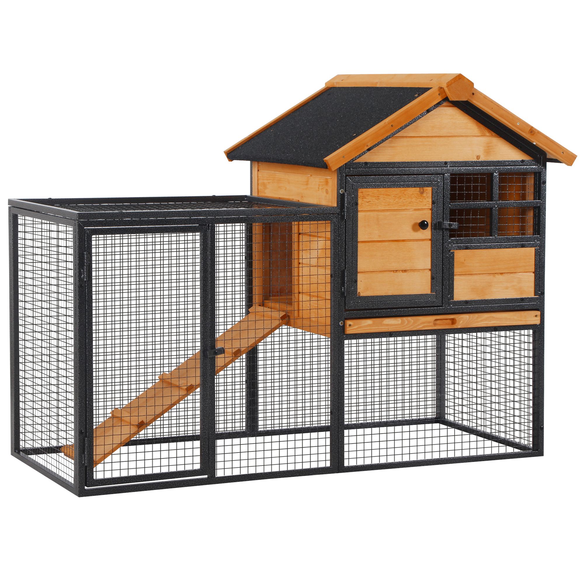 PawHut Kaninchenstall  Erhöhtes Haustierhaus mit abschließbarer Tür, Outdoo günstig online kaufen