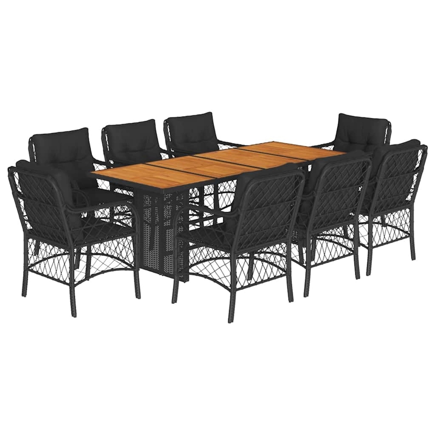 vidaXL 9-Tlg Garten-Essgruppe mit Kissen Schwarz Poly Rattan 3212073 günstig online kaufen