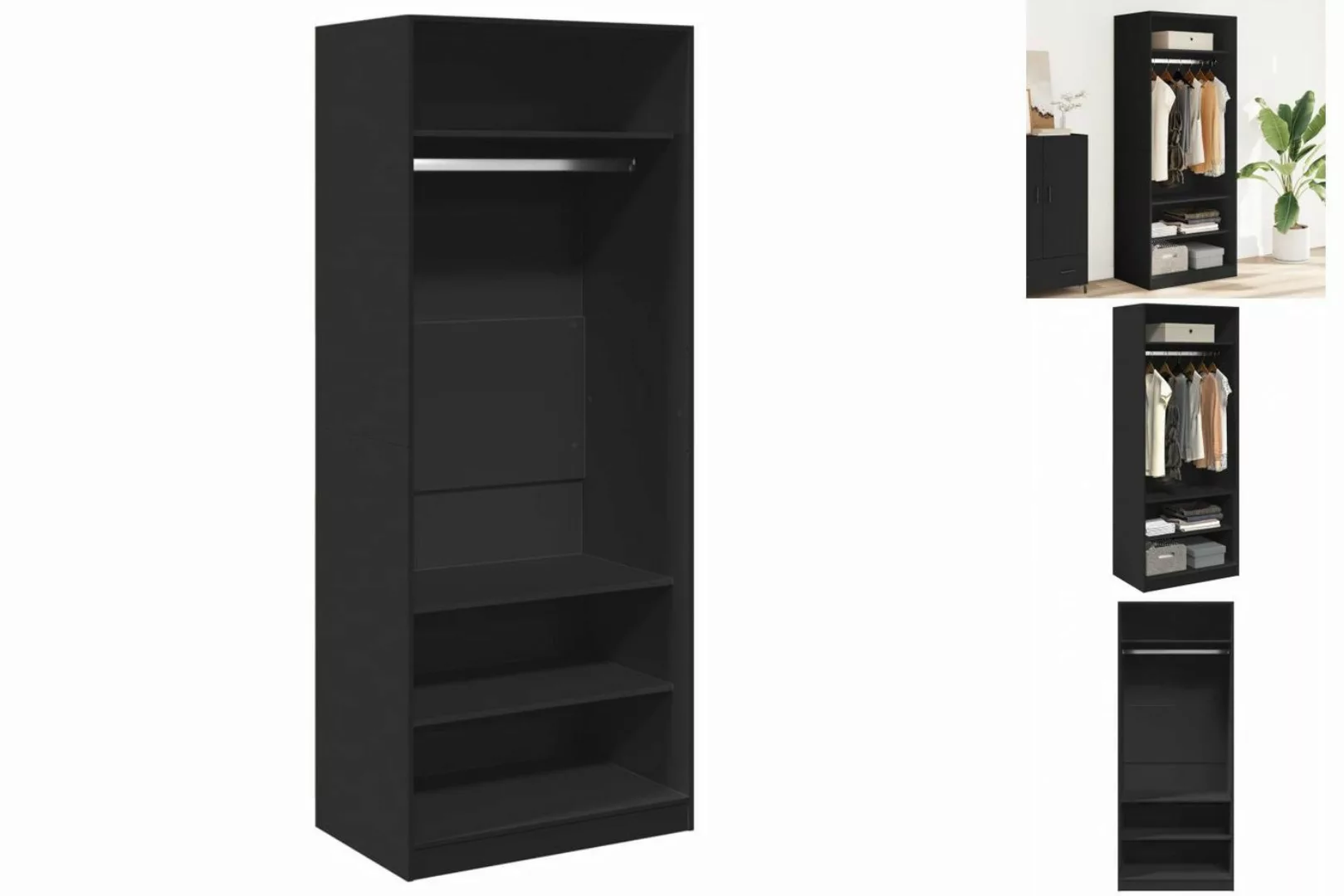 vidaXL Kleiderschrank Kleiderschrank Schwarz 80x50x200 cm Holzwerkstoff günstig online kaufen