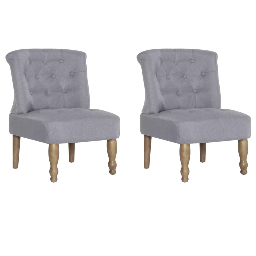 Französische Stühle 2 Stk. Hellgrau Stoff günstig online kaufen