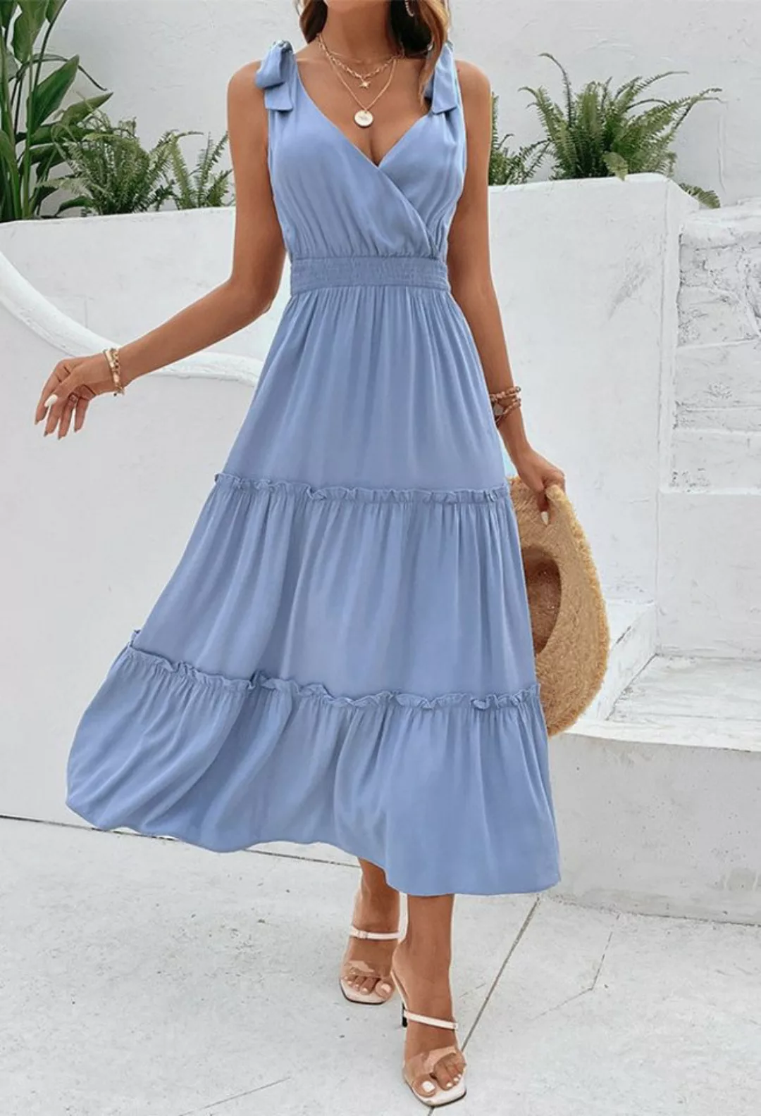 SEGUEN Strandkleid Strapskleid mit hoher Taille (Elegant und großzügig, san günstig online kaufen