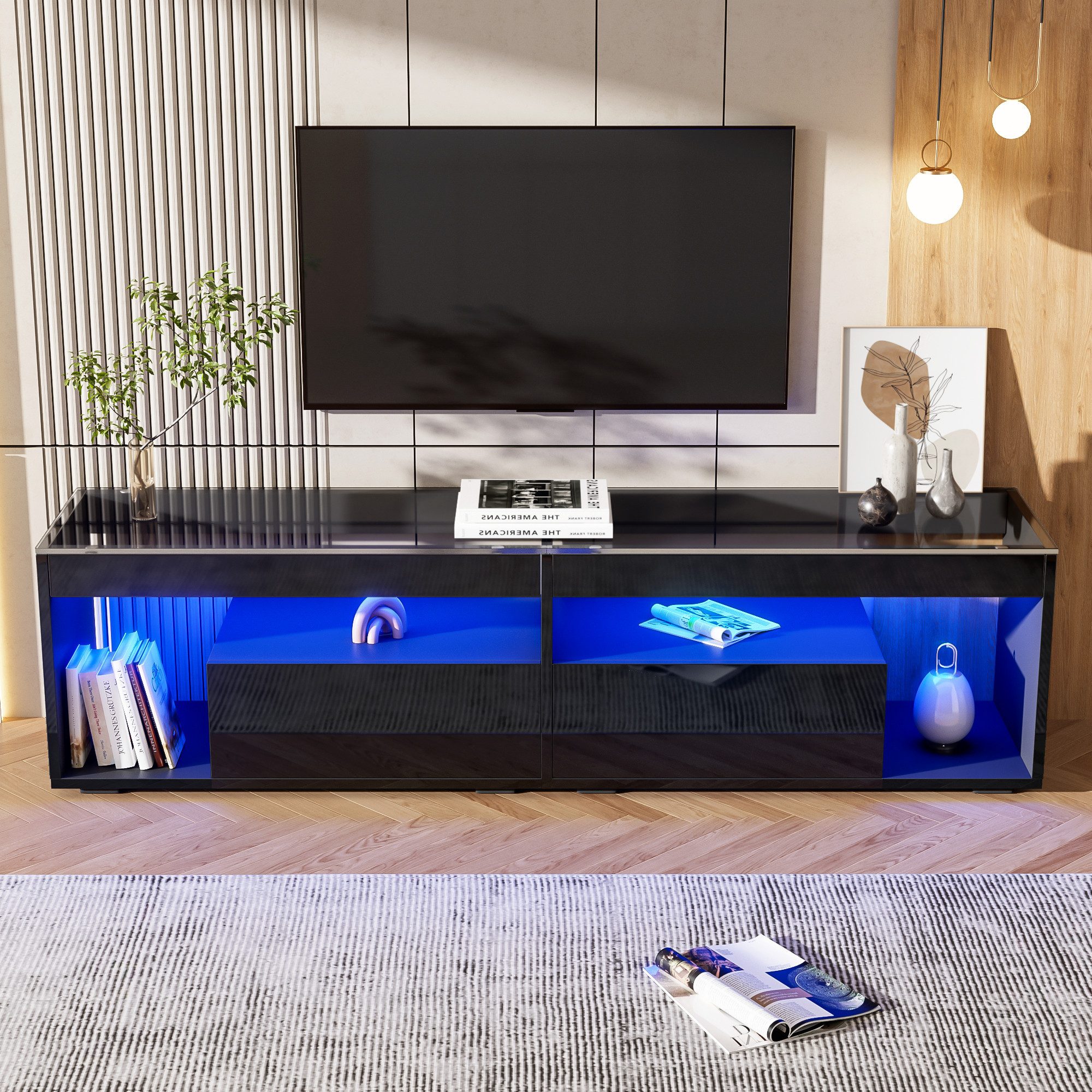HAUSS SPOLE Lowboard LED-Hochglanz-TV-Schrank mit 2 günstig online kaufen