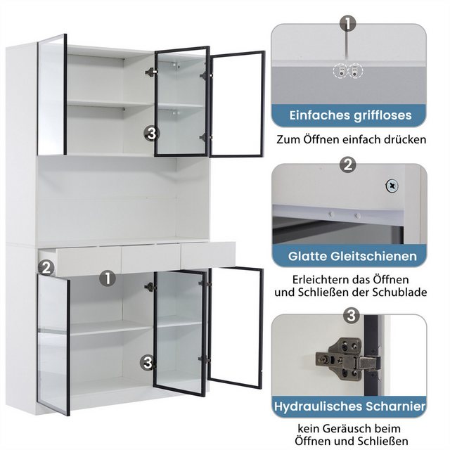 XDOVET Glasvitrine Glasschrank Tür 200cm hoch Vitrinenschrank mit LED Licht günstig online kaufen