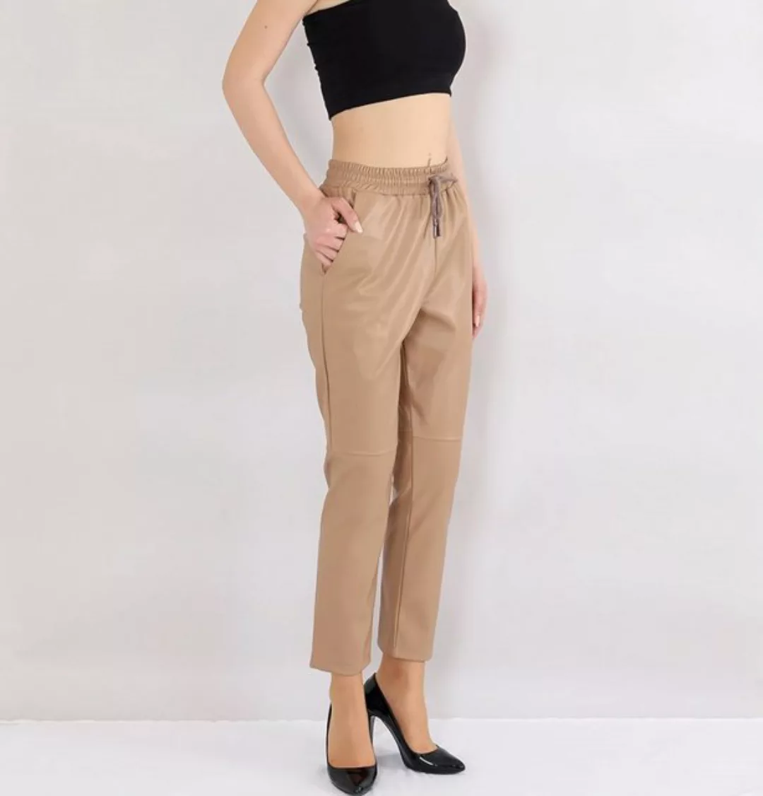 fashionshowcase Lederimitathose Elegante Damen Hose in Leder-Optik Mittlere günstig online kaufen