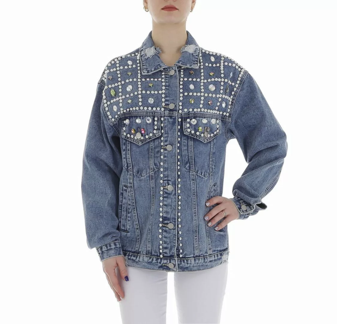 Ital-Design Jeansjacke Damen Rockabilly (86099098) Used-Look Jeansjacke in günstig online kaufen