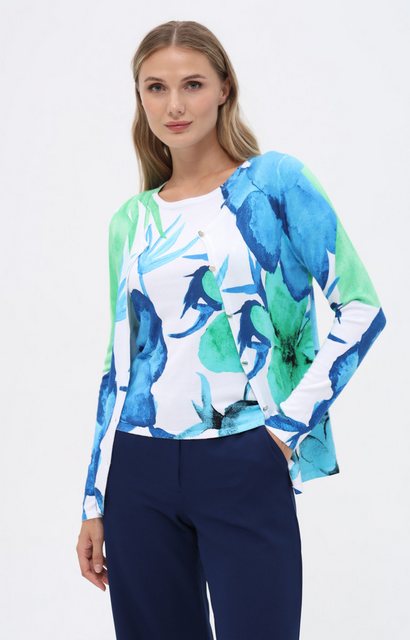 Passioni Cardigan Twinset in einem blau-grünen Aquarell-Blumenprint günstig online kaufen