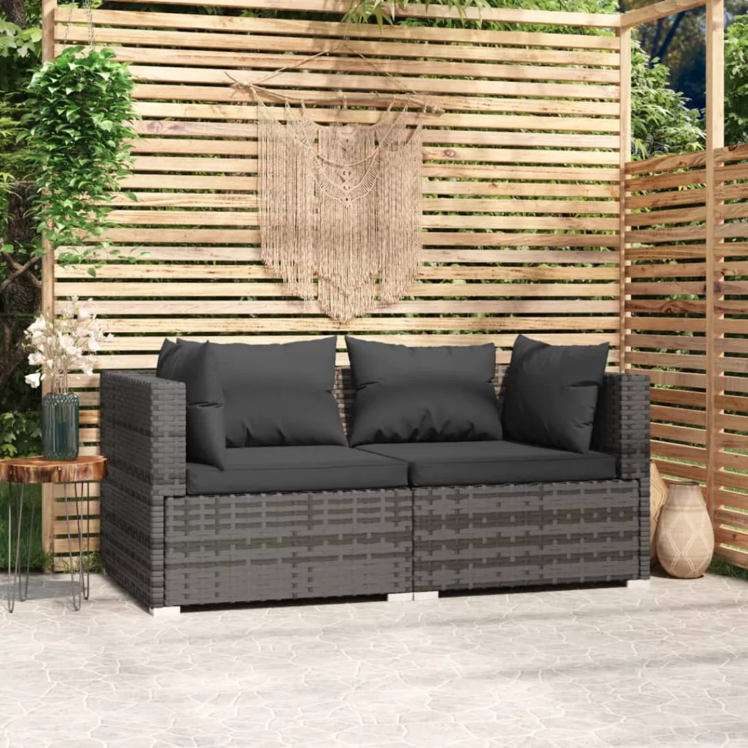 Vidaxl 2-sitzer-sofa Mit Kissen Grau Poly Rattan günstig online kaufen