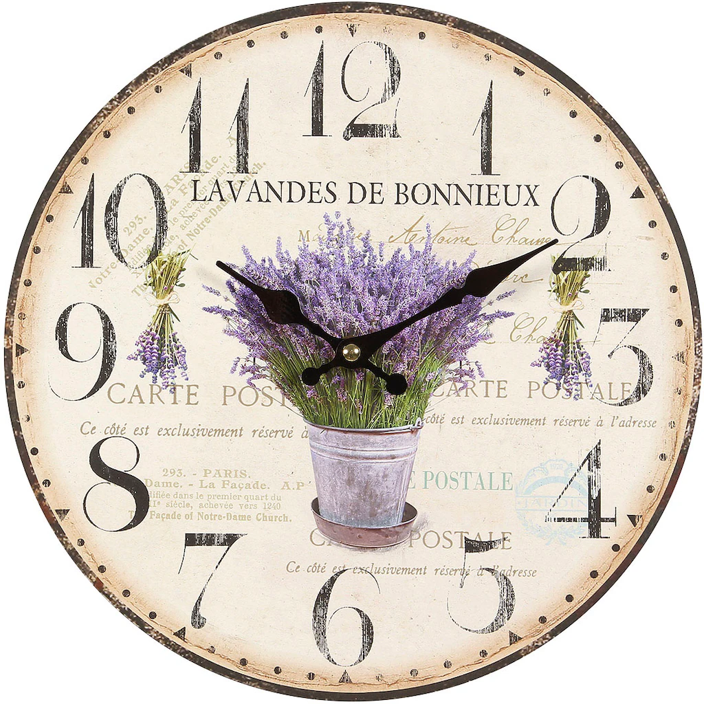 Ambiente Haus Wanduhr "Lavendel Wanduhr 28cm" günstig online kaufen