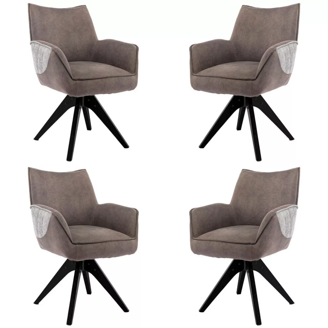Esszimmerstuhl mit Armlehnen (4er Set), braun mit grau, FALLON-55 günstig online kaufen