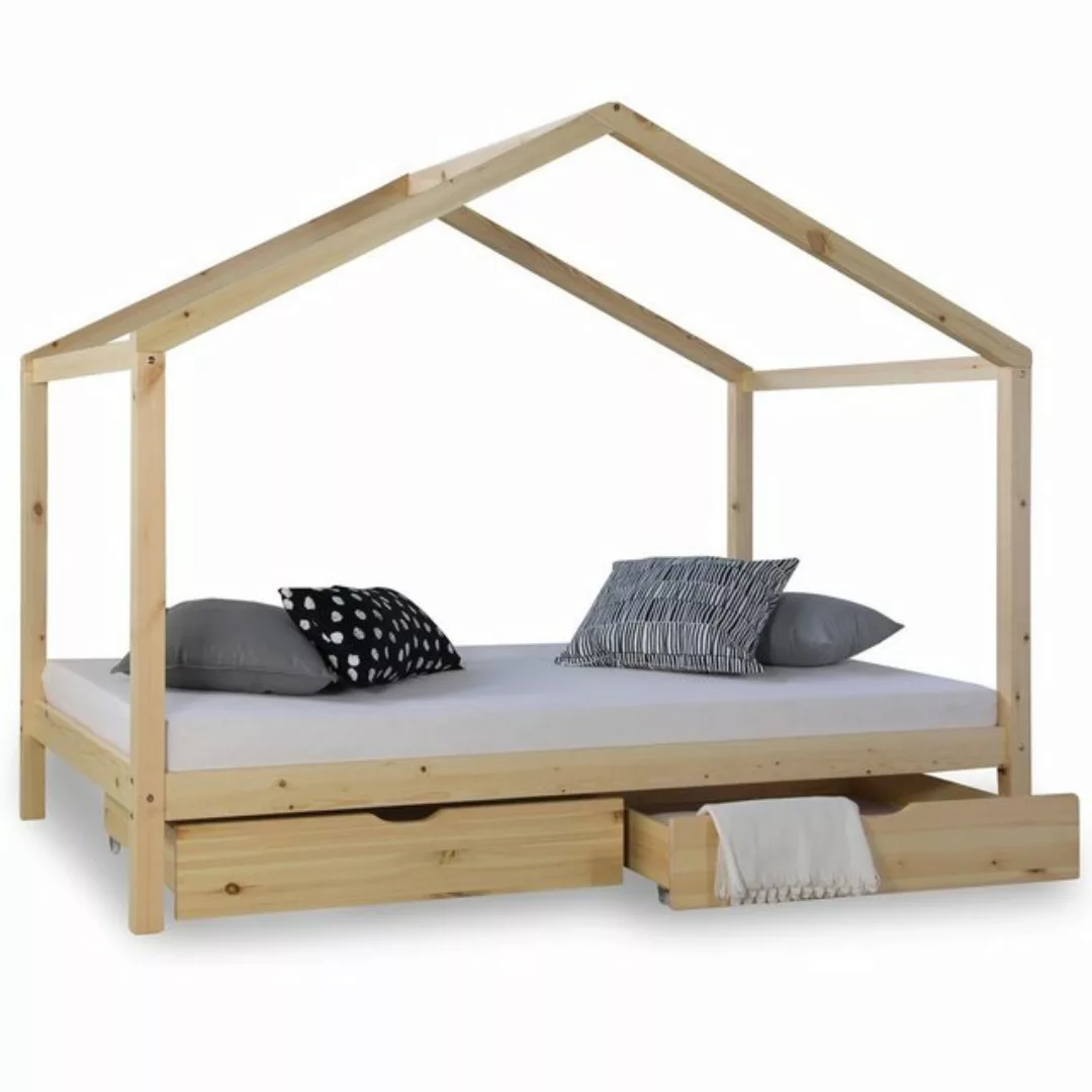 Homestyle4u Kinderbett 90x200 Hausbett mit Matratze Kinderhaus Spielbett Ho günstig online kaufen