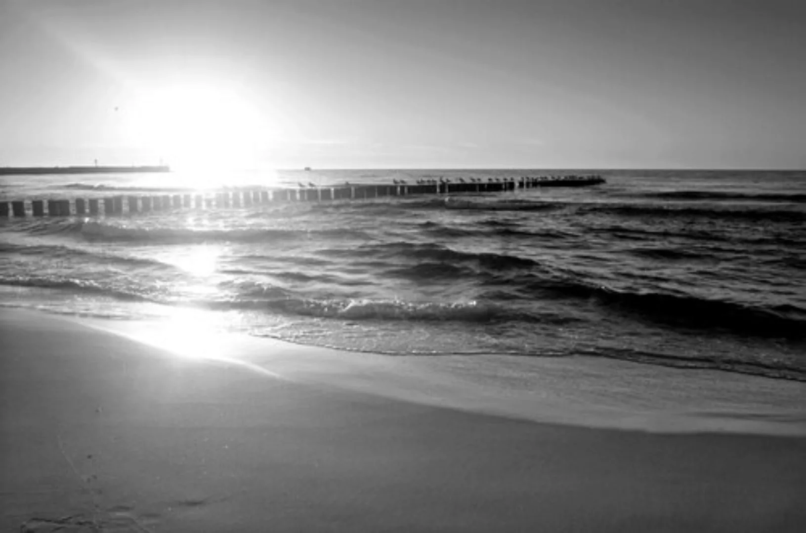 Papermoon Fototapete »Strand Schwarz & Weiß« günstig online kaufen