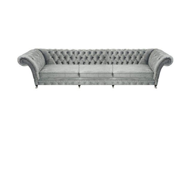 JVmoebel Chesterfield-Sofa Grau Sofa Dreisitze Set Wohnzimmer Sessel Einric günstig online kaufen