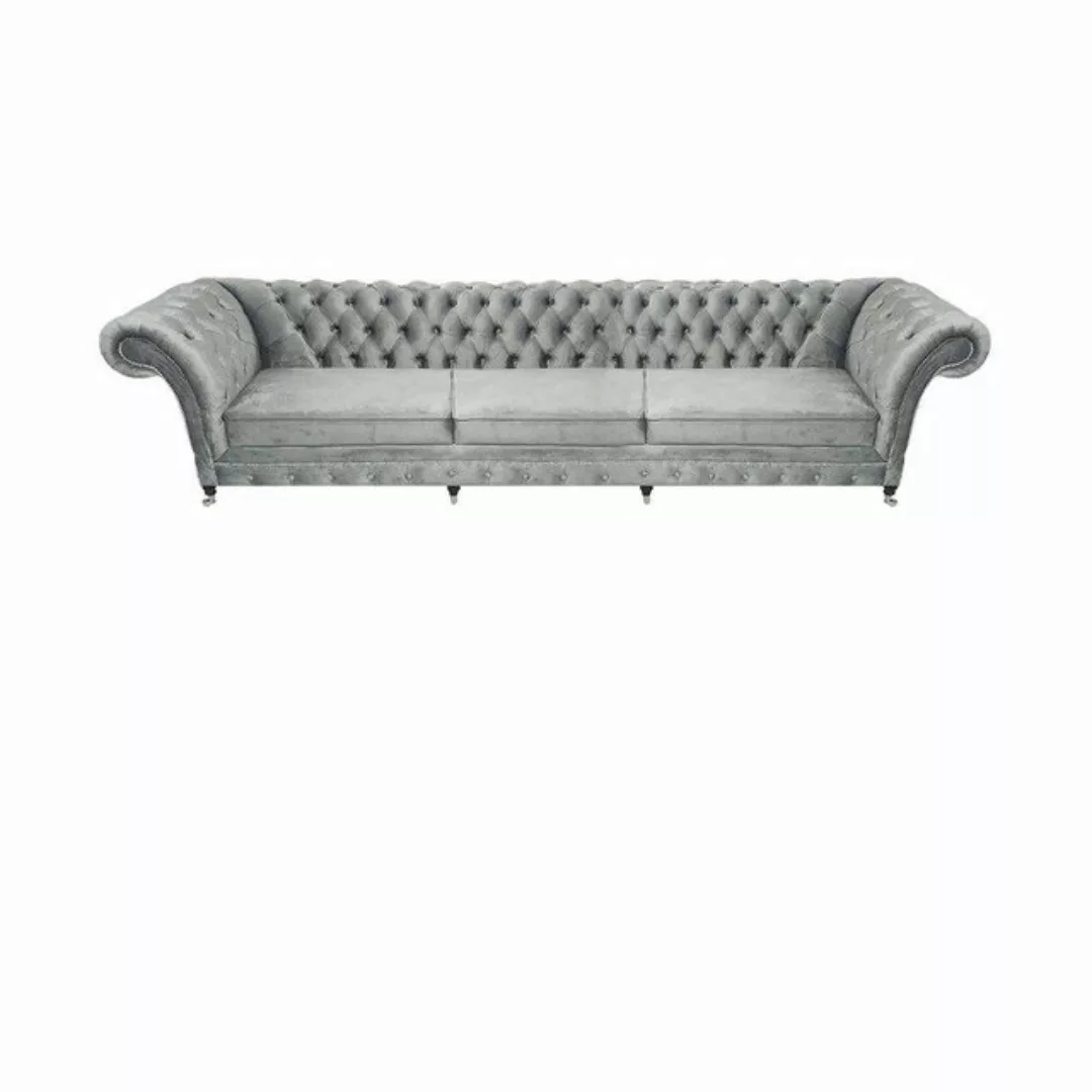 JVmoebel Chesterfield-Sofa Grau Sofa Dreisitze Set Wohnzimmer Sessel Einric günstig online kaufen