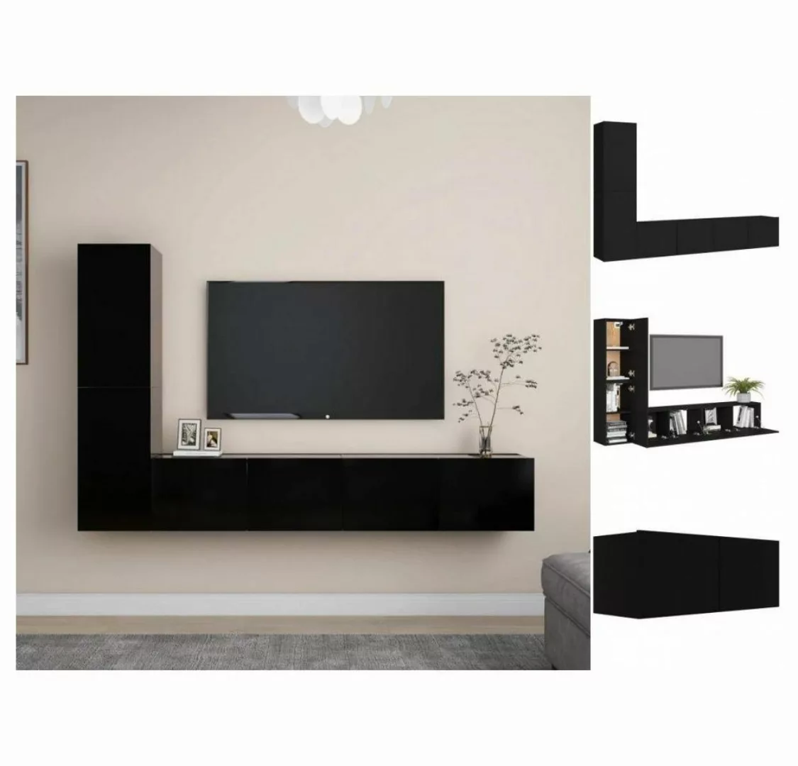 vidaXL TV-Schrank 4-tlg TV-Schrank-Set Schwarz Spanplatte günstig online kaufen