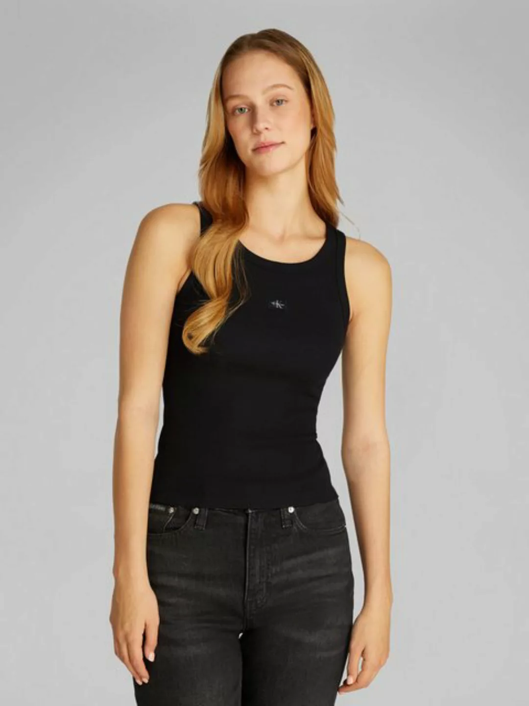 Calvin Klein Jeans Tanktop WOVEN LABEL RIB TANK TOP mit Logodruck günstig online kaufen