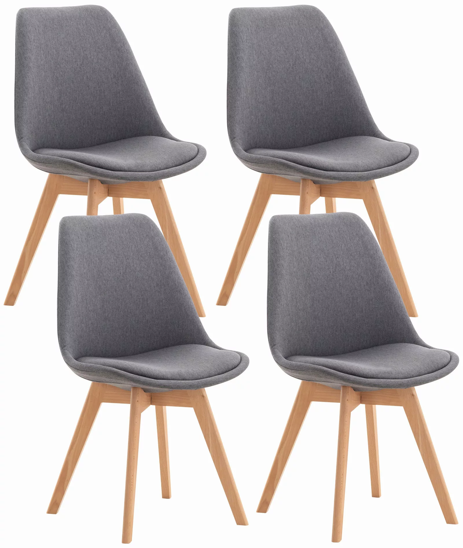 4er Set Stuhl Linares Stoff Grau günstig online kaufen
