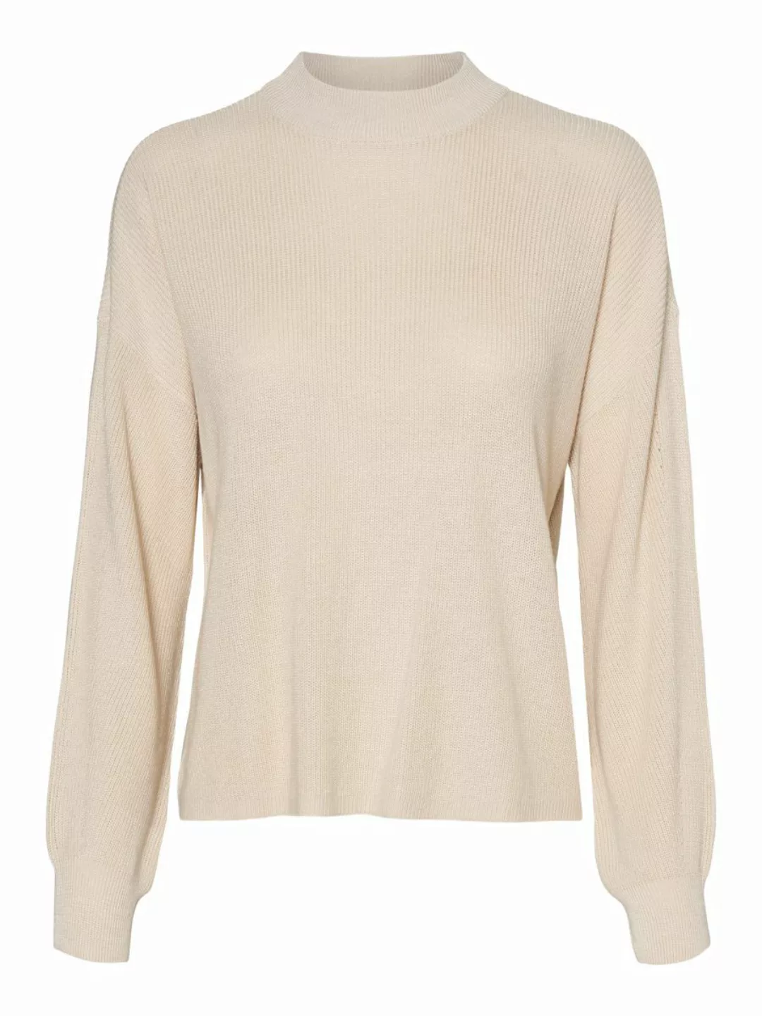 VERO MODA High Neck Langarm Strickpullover Damen Grau günstig online kaufen