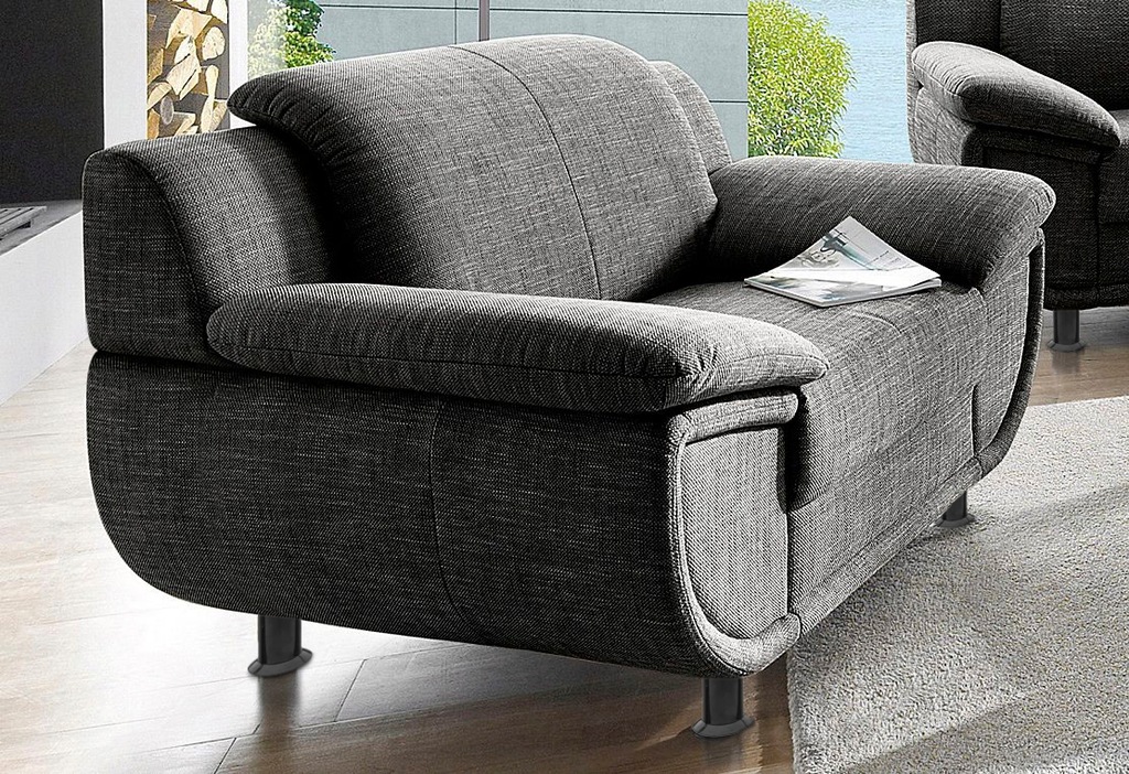 TRENDMANUFAKTUR Sessel "Rondo, Breite 121 cm, breite Armlehnen, Füße schwar günstig online kaufen