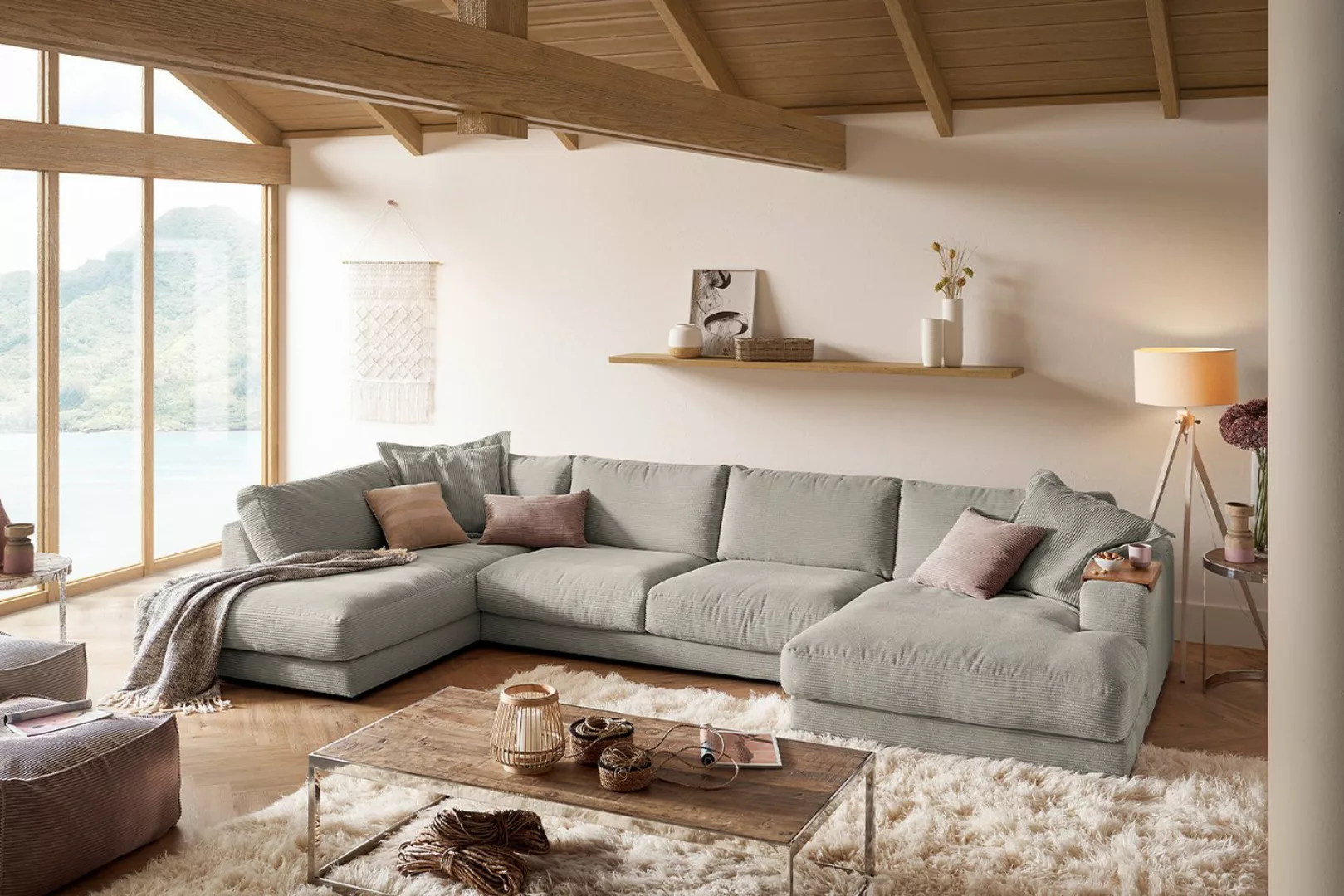 KAWOLA Wohnlandschaft MADELINE, Sofa Couch U-Form Cord verschiedene Farben günstig online kaufen